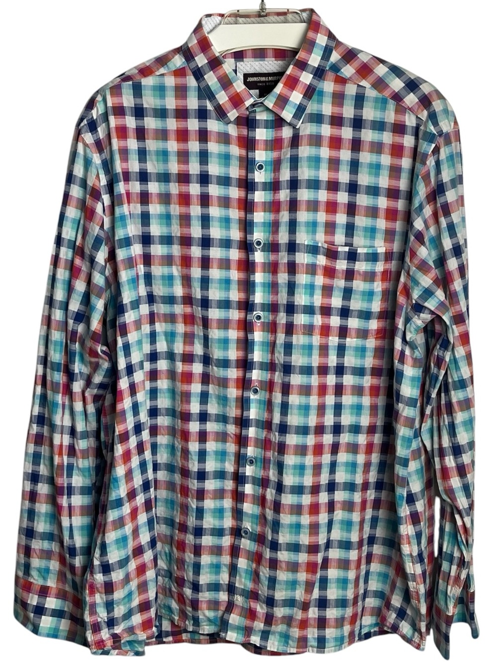 JOHNSTON & MURPHY Multi-colored Plaid Button-Up Shirt